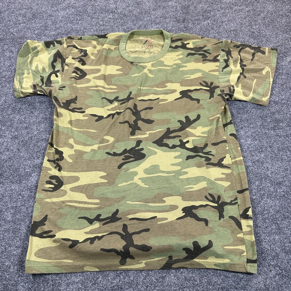 Rothco T-Shirt Mens Medium Green Camo Excellent Military Crewneck Tee 3078